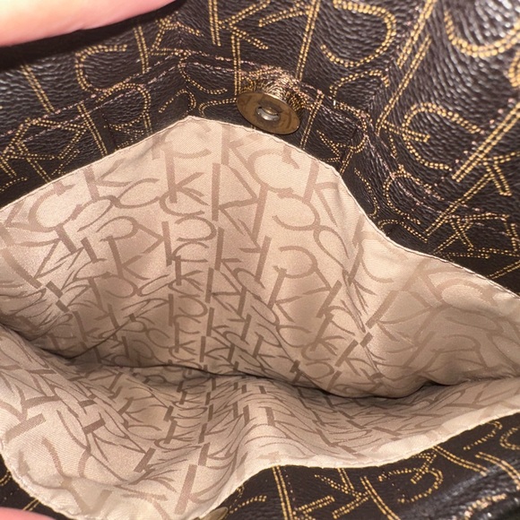 Calvin Klein Brown Monogram Quilted Tote with Yellow Trim - Picture 5 of 8